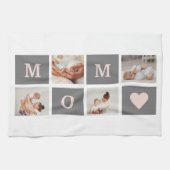 Moderne collage Foto Best mam Pink & Gray Gift Theedoek (Horizontaal)