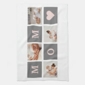 Moderne collage Foto Best mam Pink & Gray Gift Theedoek (Verticaal)