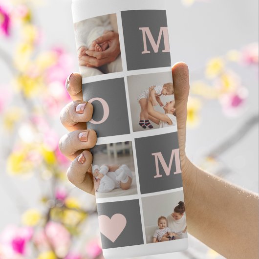 Moderne collage Foto Best mam Pink & Gray Gift Thermosbeker