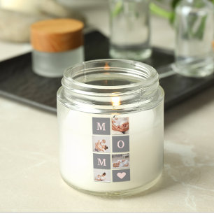 Moderne collage Foto Best mam Pink & Gray Gift Vierkante Sticker