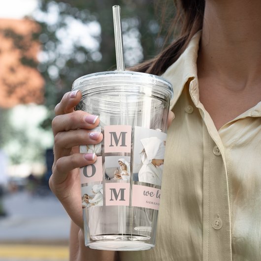 Moderne collage foto Beste mam ooit roze cadeau Acryl Drinkbeker