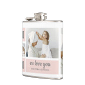 Moderne collage foto Beste mam ooit roze cadeau Heupfles (Links)