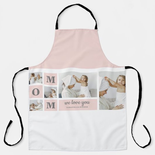 Moderne collage foto Beste mam ooit roze cadeau Schort (Voorkant)