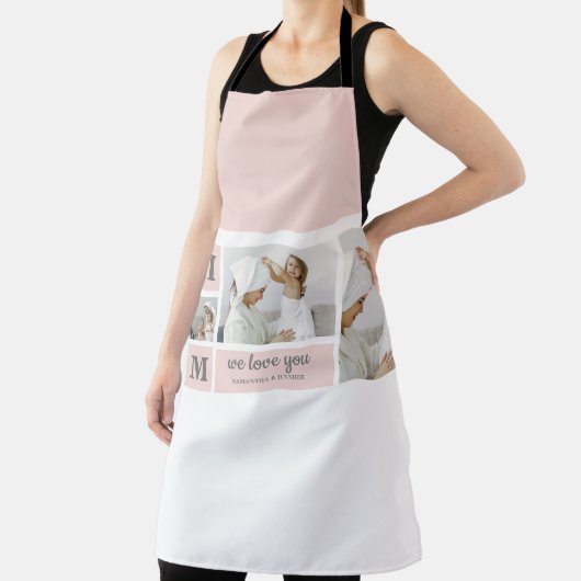 Moderne collage foto Beste mam ooit roze cadeau Schort (Insitu)