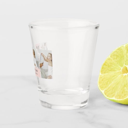 Moderne collage foto Beste mam ooit roze cadeau Shot Glas (Rechts)