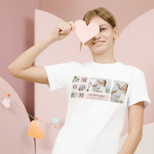 Moderne collage foto Beste mam ooit roze cadeau T-shirt
