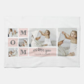 Moderne collage foto Beste mam ooit roze cadeau Theedoek (Horizontaal)