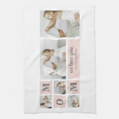 Moderne collage foto Beste mam ooit roze cadeau Theedoek (Verticaal)