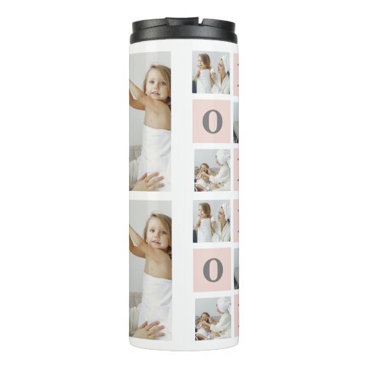 Moderne collage foto Beste mam ooit roze cadeau Thermosbeker (Achterkant)