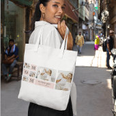 Moderne collage foto Beste mam ooit roze cadeau Tote Bag