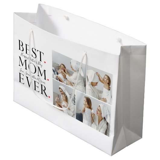Moderne collage Foto Beste mama Happy Mothers Dag Groot Cadeauzakje (Voorkant Gekanteld)