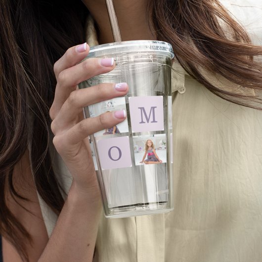 Moderne collage Foto Beste mama ooit Paarse Gift Acryl Drinkbeker