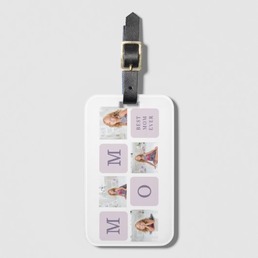 Moderne collage Foto Beste mama ooit Paarse Gift Bagagelabel (Voorkant (verticaal))