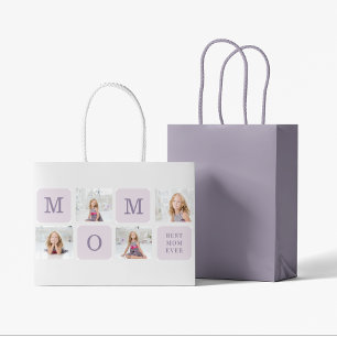 Moderne collage Foto Beste mama ooit Paarse Gift Groot Cadeauzakje