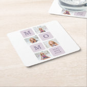 Moderne collage Foto Beste mama ooit Paarse Gift Kartonnen Onderzetters (Schuin)