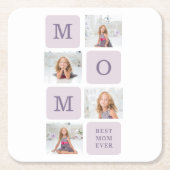 Moderne collage Foto Beste mama ooit Paarse Gift Kartonnen Onderzetters (Voorkant)