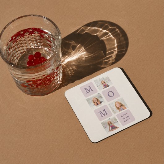 Moderne collage Foto Beste mama ooit Paarse Gift Kartonnen Onderzetters