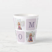 Moderne collage Foto Beste mama ooit Paarse Gift Latte Mok (Voorkant)