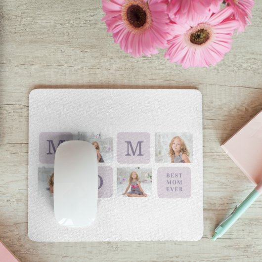 Moderne collage Foto Beste mama ooit Paarse Gift Muismat