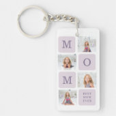 Moderne collage Foto Beste mama ooit Paarse Gift Sleutelhanger (Voorkant)