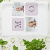 Moderne collage Foto Beste mama ooit Paarse Gift Theedoek (Gevouwen)