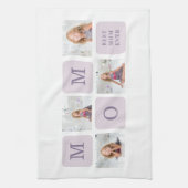 Moderne collage Foto Beste mama ooit Paarse Gift Theedoek (Verticaal)