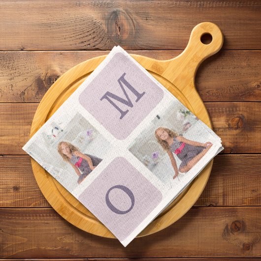 Moderne collage Foto Beste mama ooit Paarse Gift Theedoek