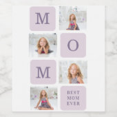 Moderne collage Foto Beste mama ooit Paarse Gift Wijn Etiket (Enkel label)