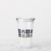 Moderne Collage Foto & Blue Happy Fathers Day Gift Acryl Drinkbeker (Voorkant)
