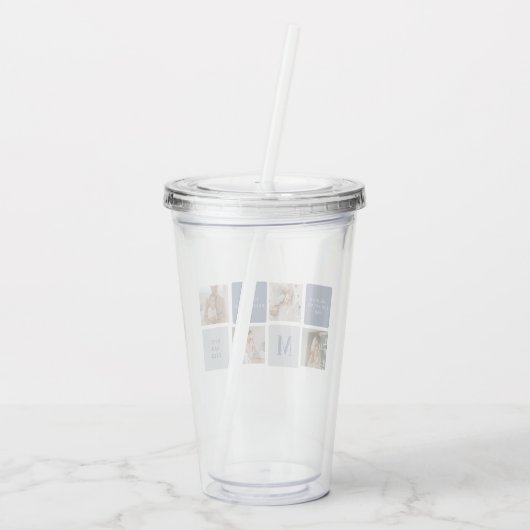 Moderne Collage Foto & Blue Happy Fathers Day Gift Acryl Drinkbeker (Achterkant)