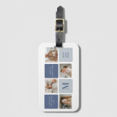 Moderne Collage Foto & Blue Happy Fathers Day Gift Bagagelabel (Voorkant (verticaal))