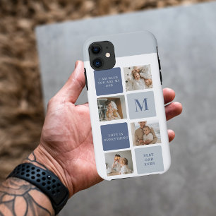 Moderne Collage Foto & Blue Happy Fathers Day Gift Case-Mate iPhone Case