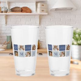 Moderne Collage Foto & Blue Happy Fathers Day Gift Glas