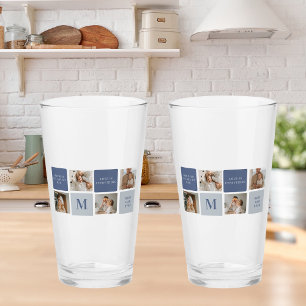 Moderne Collage Foto & Blue Happy Fathers Day Gift Glas