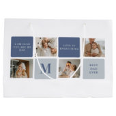 Moderne Collage Foto & Blue Happy Fathers Day Gift Groot Cadeauzakje (Achterkant)