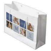 Moderne Collage Foto & Blue Happy Fathers Day Gift Groot Cadeauzakje (Voorkant Gekanteld)