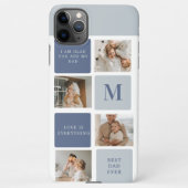 Moderne Collage Foto & Blue Happy Fathers Day Gift iPhone Hoesje (Achterkant)