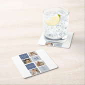 Moderne Collage Foto & Blue Happy Fathers Day Gift Kartonnen Onderzetters (Insitu)