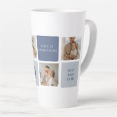 Moderne Collage Foto & Blue Happy Fathers Day Gift Latte Mok (Rechterhoek)