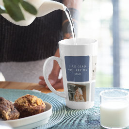 Moderne Collage Foto & Blue Happy Fathers Day Gift Latte Mok