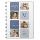 Moderne Collage Foto & Blue Happy Fathers Day Gift Notitieboek (Voorkant)