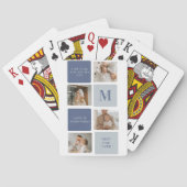 Moderne Collage Foto & Blue Happy Fathers Day Gift Pokerkaarten (Achterkant)