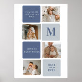 Moderne Collage Foto & Blue Happy Fathers Day Gift Poster (Voorkant)
