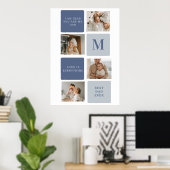 Moderne Collage Foto & Blue Happy Fathers Day Gift Poster (Thuiskantoor)