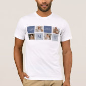 Moderne Collage Foto & Blue Happy Fathers Day Gift T-shirt (Voorkant)