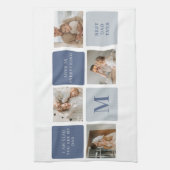 Moderne Collage Foto & Blue Happy Fathers Day Gift Theedoek (Verticaal)