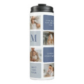 Moderne Collage Foto & Blue Happy Fathers Day Gift Thermosbeker (Voorkant)