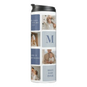 Moderne Collage Foto & Blue Happy Fathers Day Gift Thermosbeker (Geroteerd rechts)