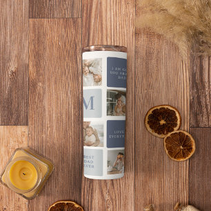 Moderne Collage Foto & Blue Happy Fathers Day Gift Thermosbeker