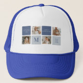 Moderne Collage Foto & Blue Happy Fathers Day Gift Trucker Pet (Voorkant)